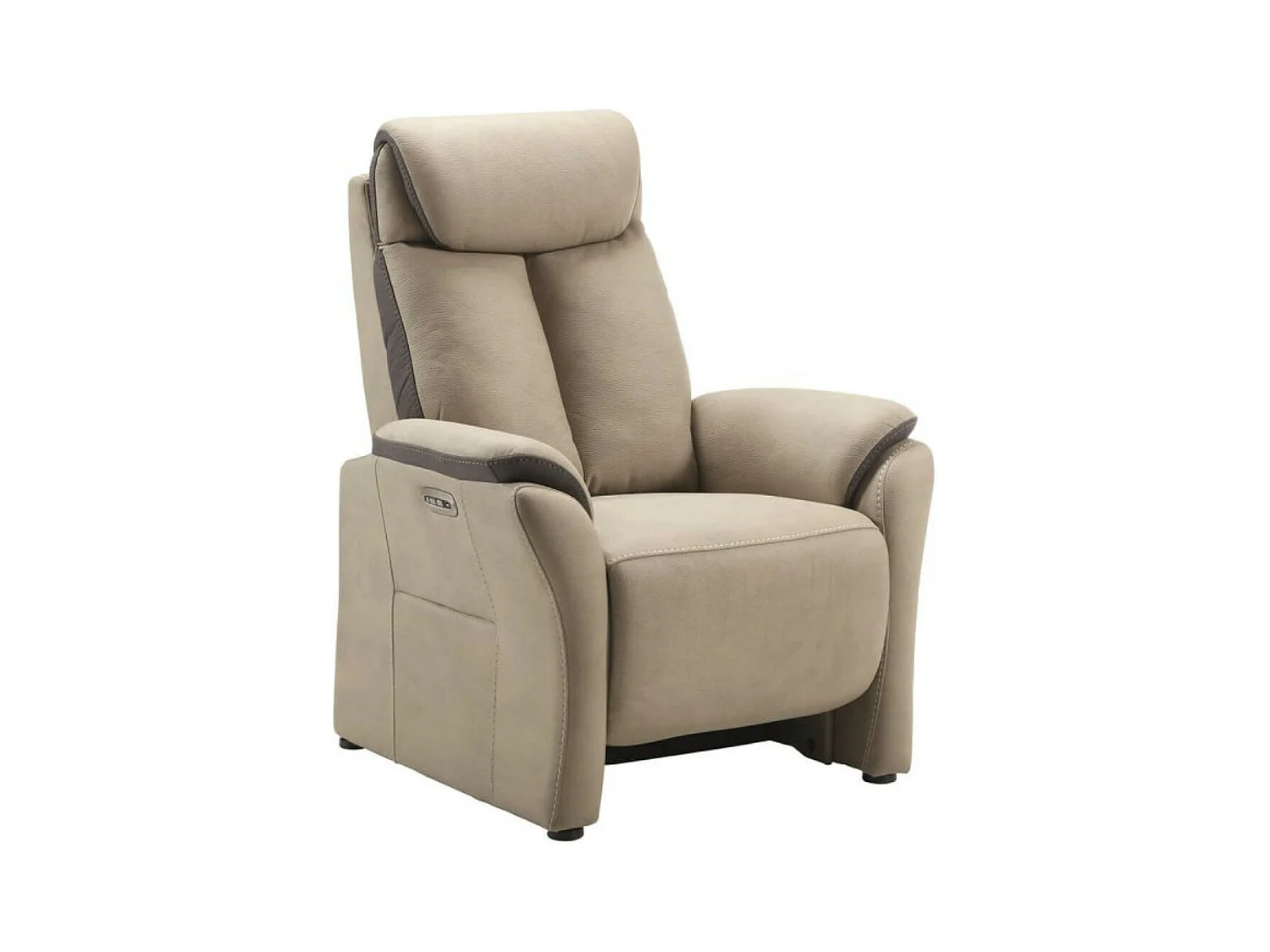 Canapé de relaxation électrique en nubuck Kondort-Couleur Beige-1 place électrique