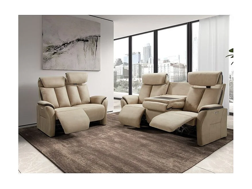 Kondort Nubuck elektrische relaxbank-Kleur Beige-Aantal plaatsen) 1 elektrische stoel