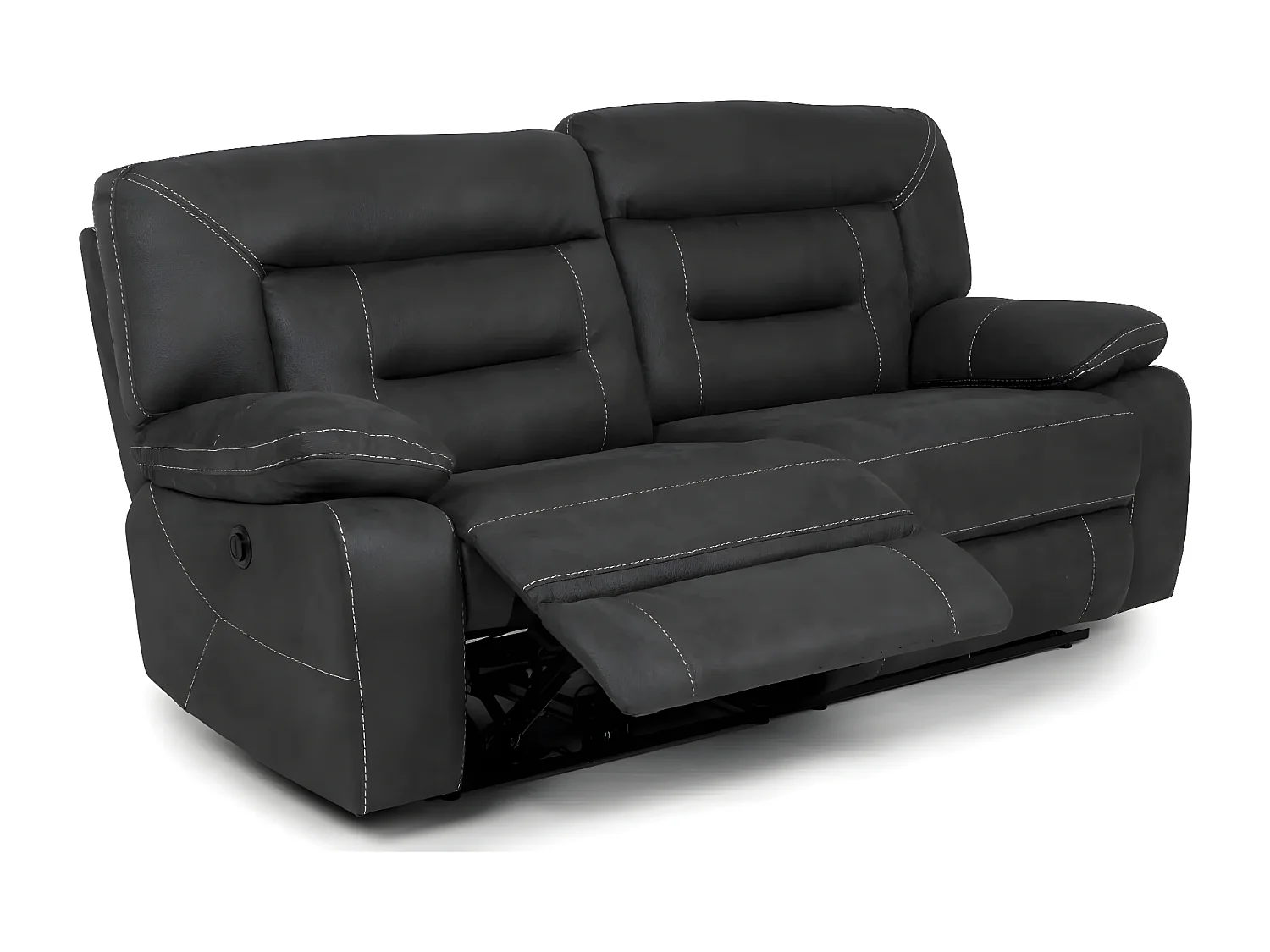 Korsa donkergrijze nubuck relaxbank-Aantal plaatsen) 3 zits handmatig relax