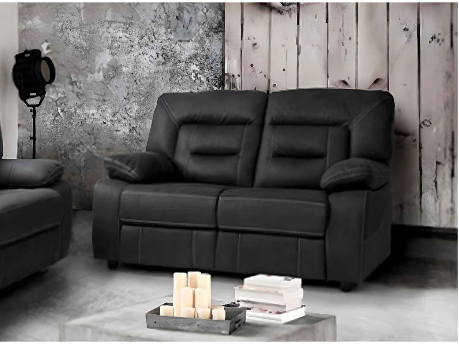 Korsa donkergrijze nubuck relaxbank-Aantal plaatsen) 3 zits handmatig relax