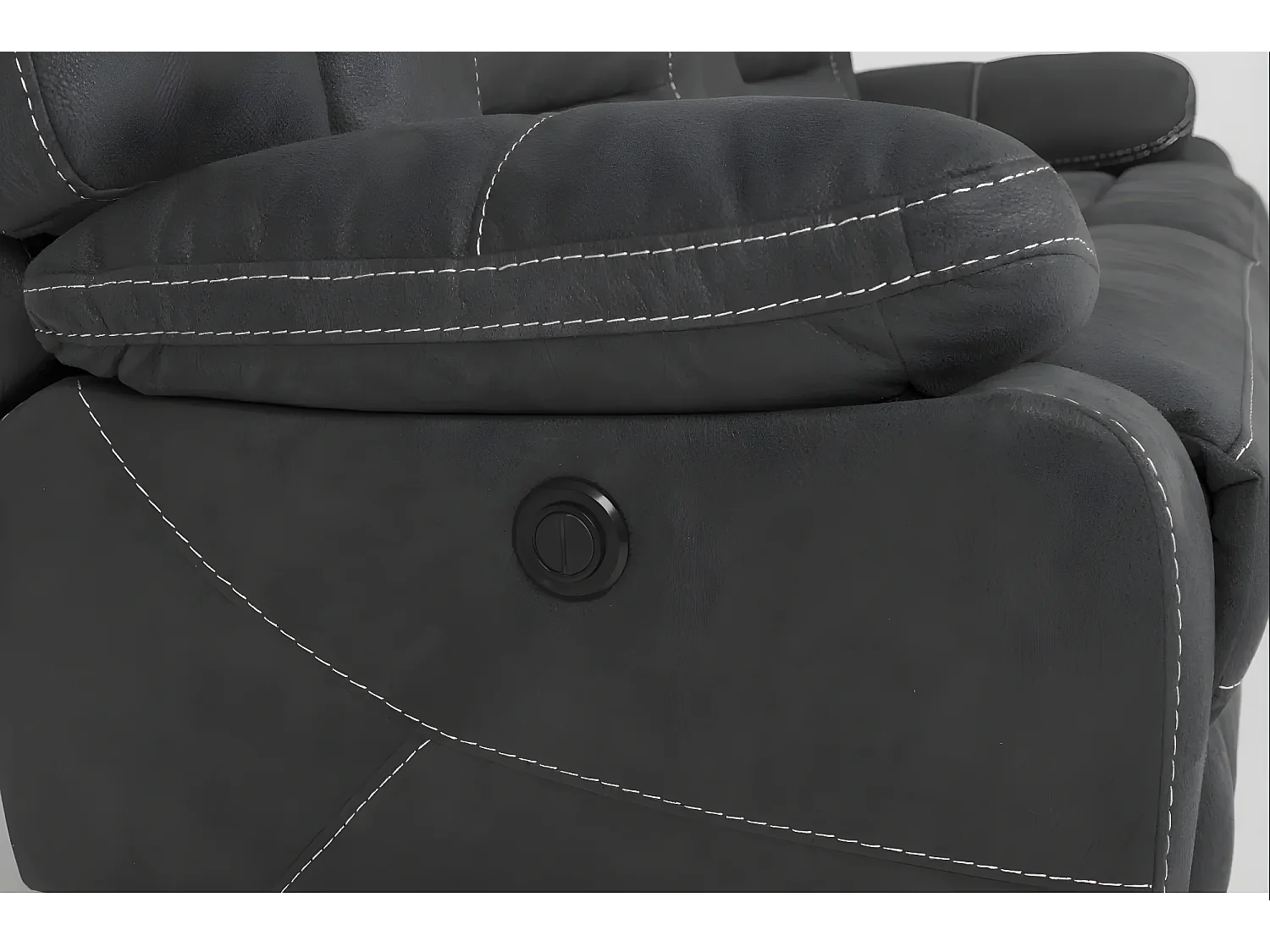 Korsa donkergrijze nubuck relaxbank-Aantal plaatsen) 3 zits handmatig relax