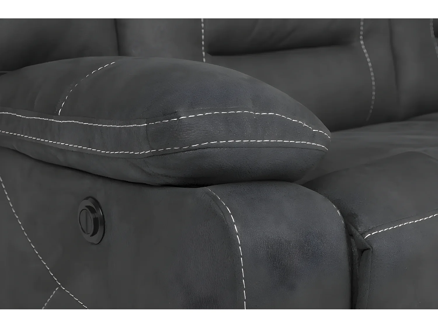 Korsa donkergrijze nubuck relaxbank-Aantal plaatsen) 3 zits handmatig relax