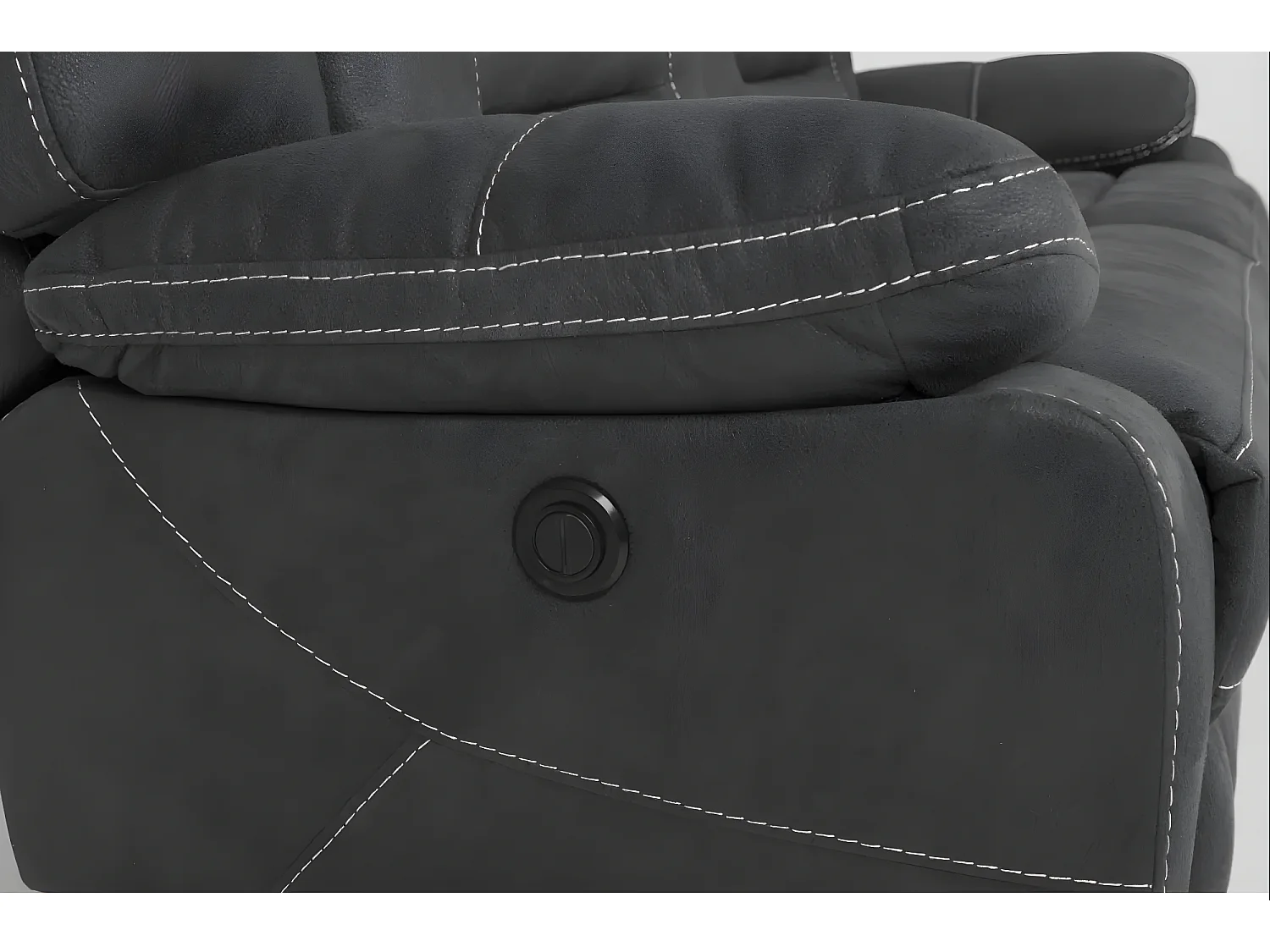 Canapé de relaxation en nubuck gris foncé Korsa-1 place manuel