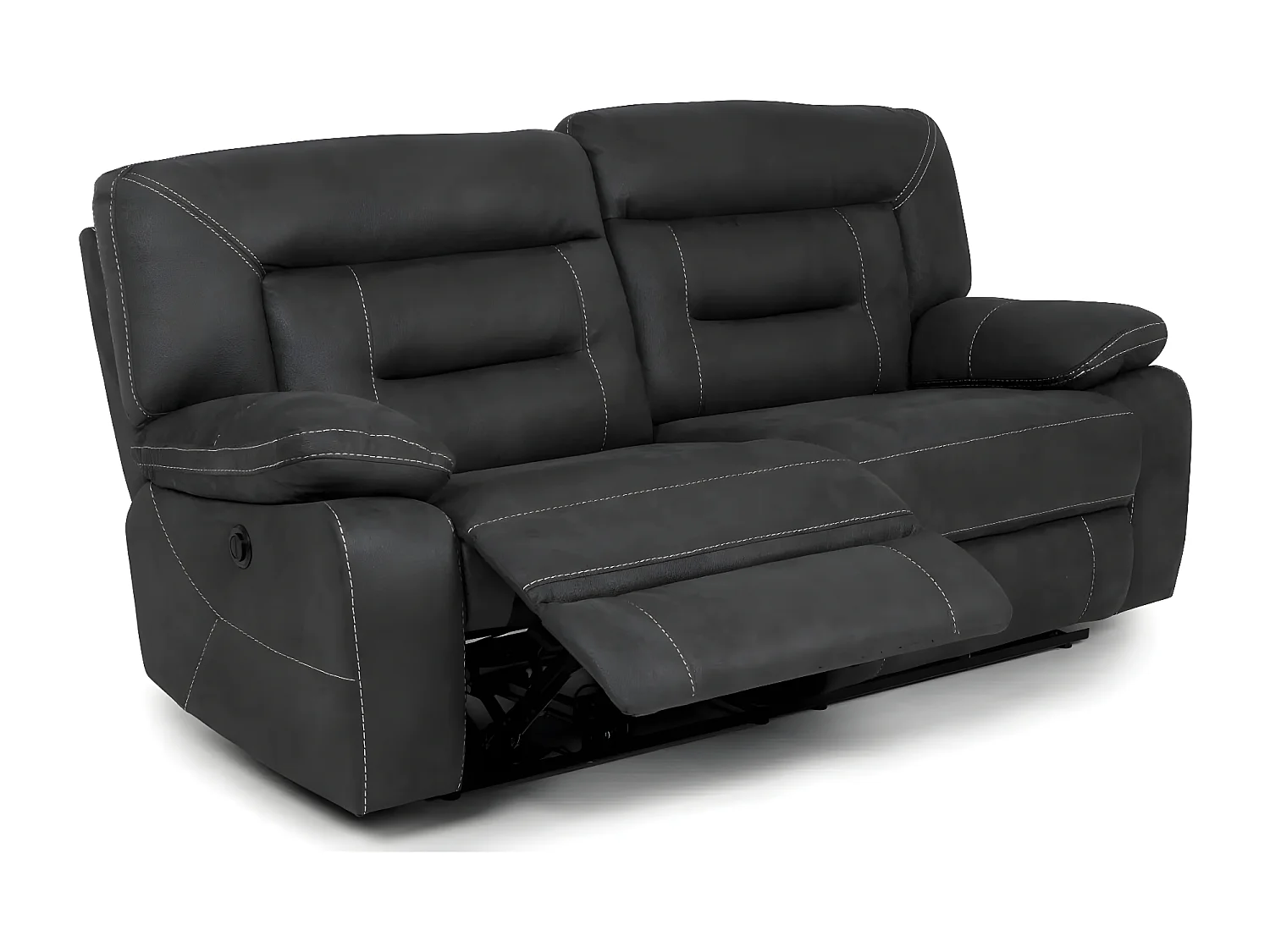 Canapé de relaxation en nubuck gris foncé Korsa-1 place manuel