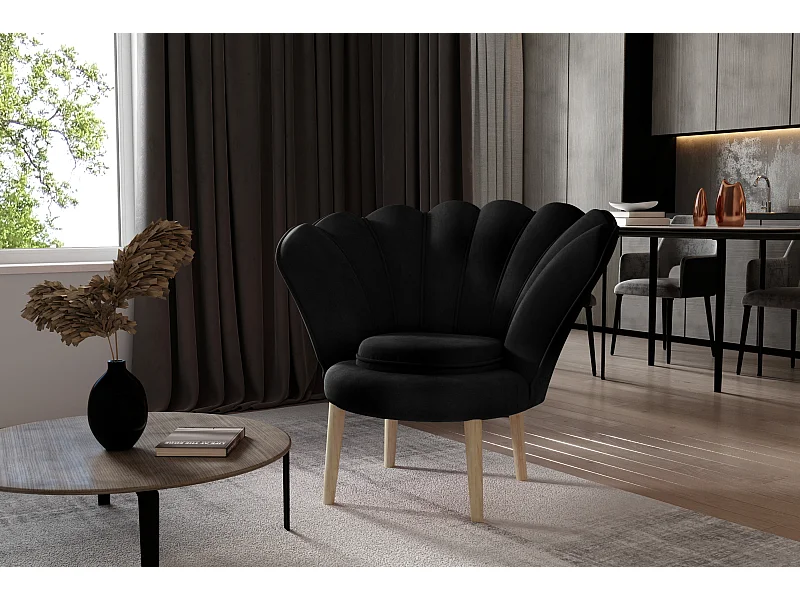 Fauteuil Vivie/Tissu/Noir