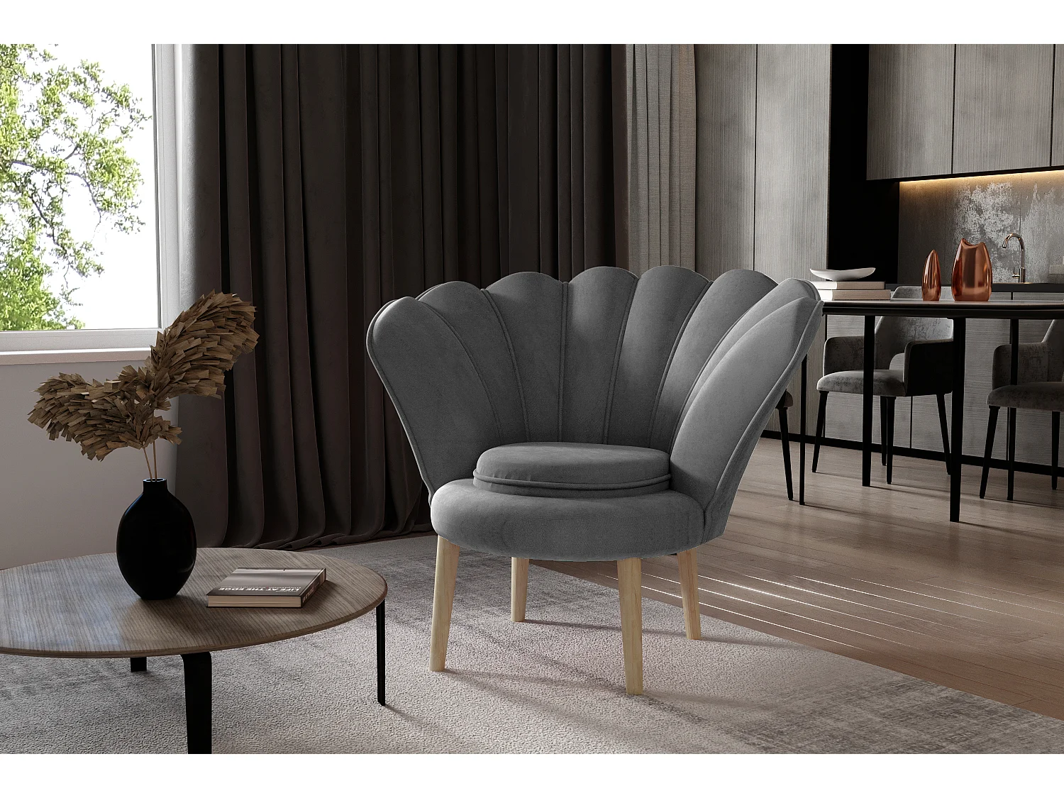 Fauteuil Vivie/Tissu/Gris