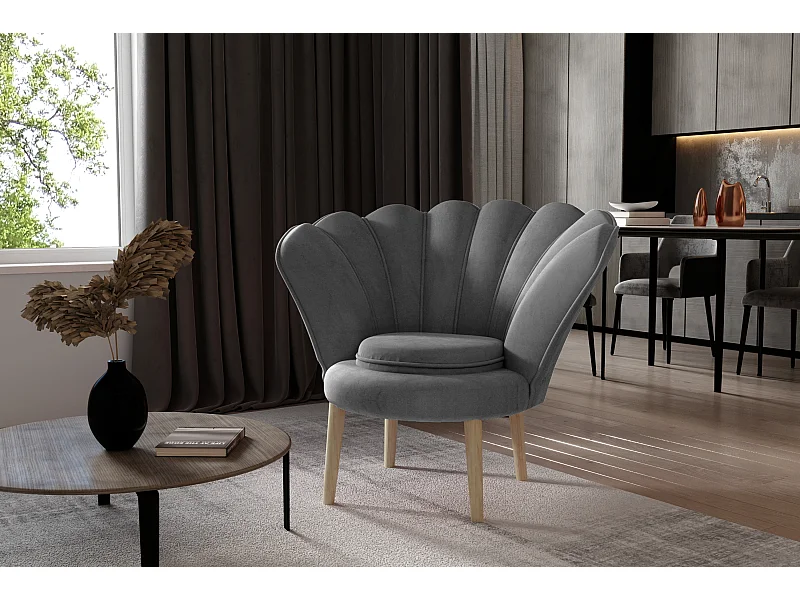 Fauteuil Vivie/Tissu/Gris