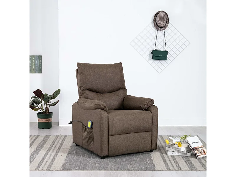 Fauteuil inclinable de massage Marron Tissu 10