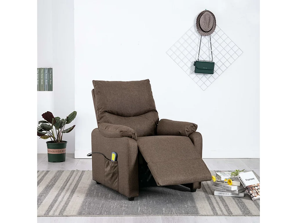 Fauteuil inclinable de massage Marron Tissu 10