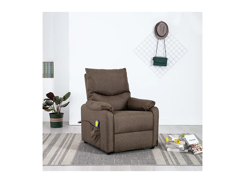 Fauteuil inclinable de massage Marron Tissu 10