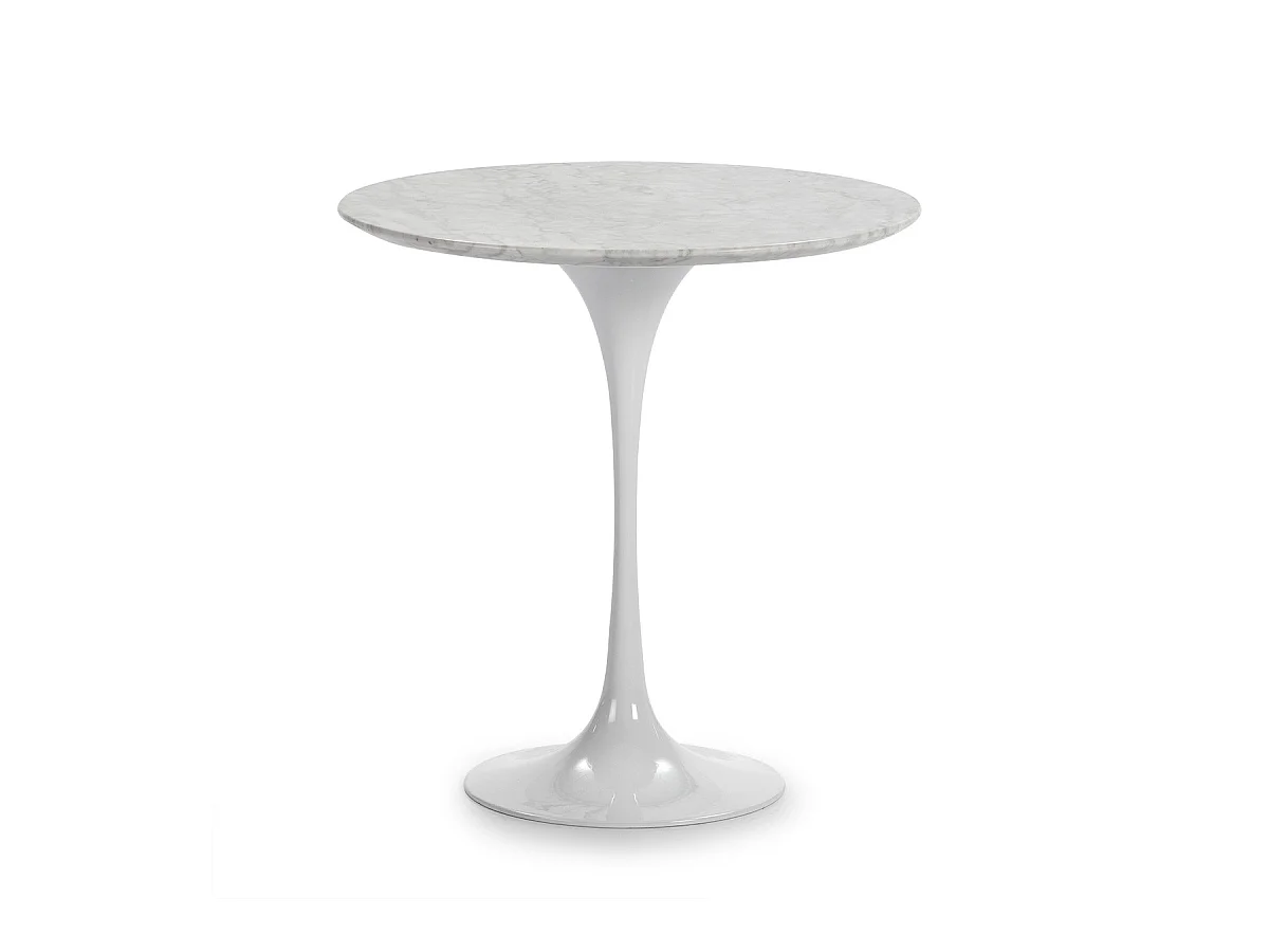 Table d'appoint ronde marbre et fibre de verre blanc Ravies