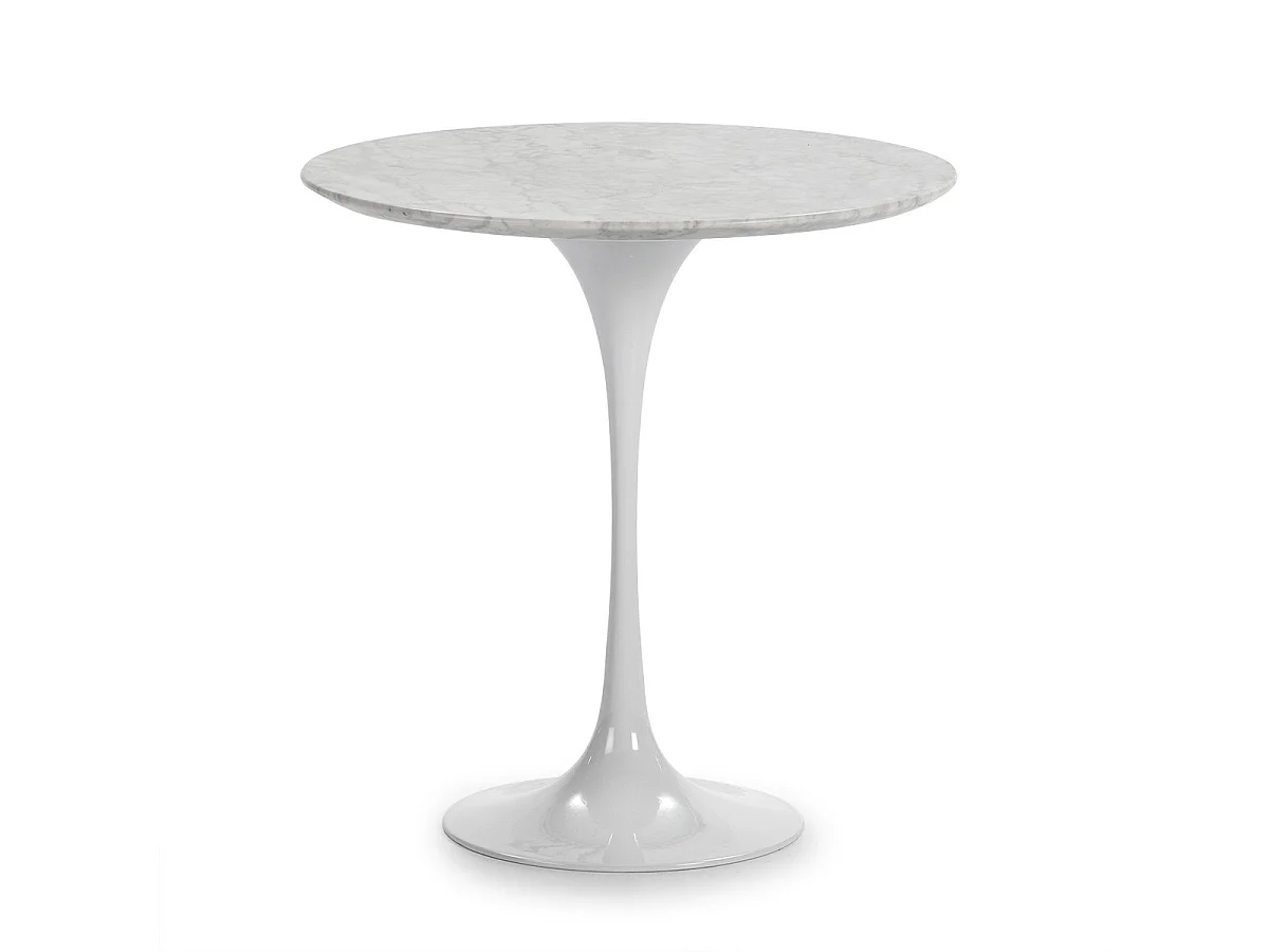 Table d'appoint ronde marbre et fibre de verre blanc Ravies