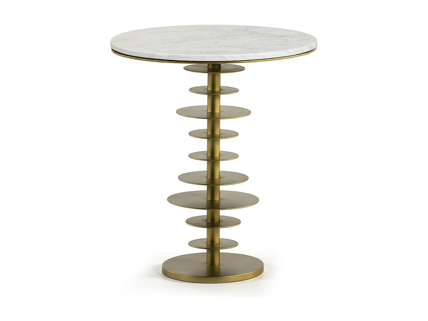 Table d'appoint ronde marbre blanc et métal doré Junie