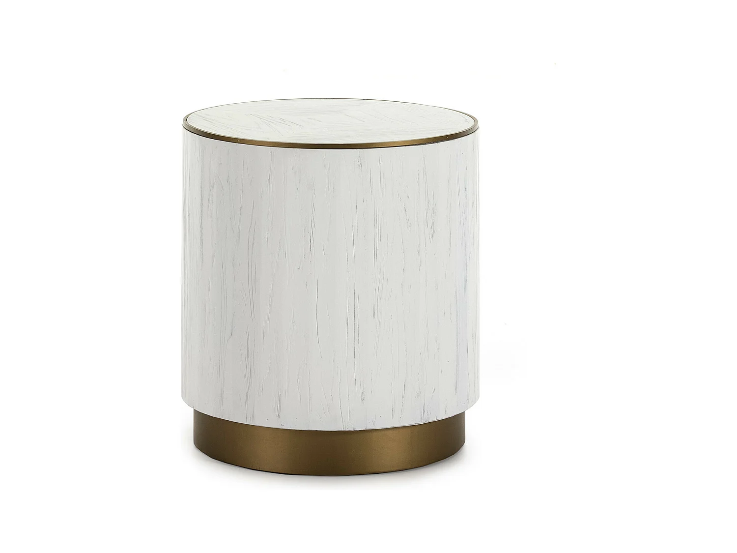 Table d'appoint ronde bois blanc et métal doré Klass D 50cm