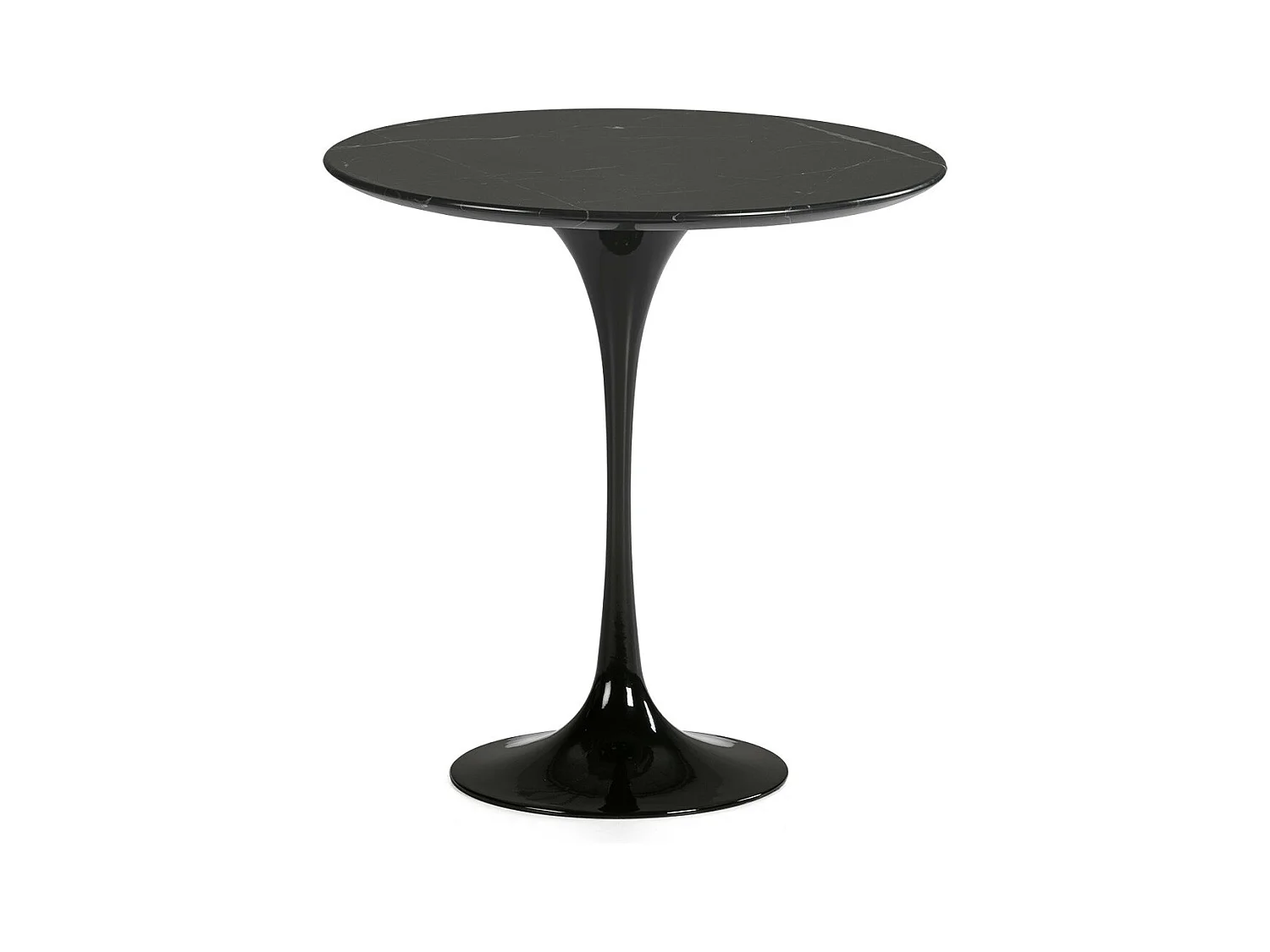 Table d'appoint ronde marbre et fibre de verre noir Ravies
