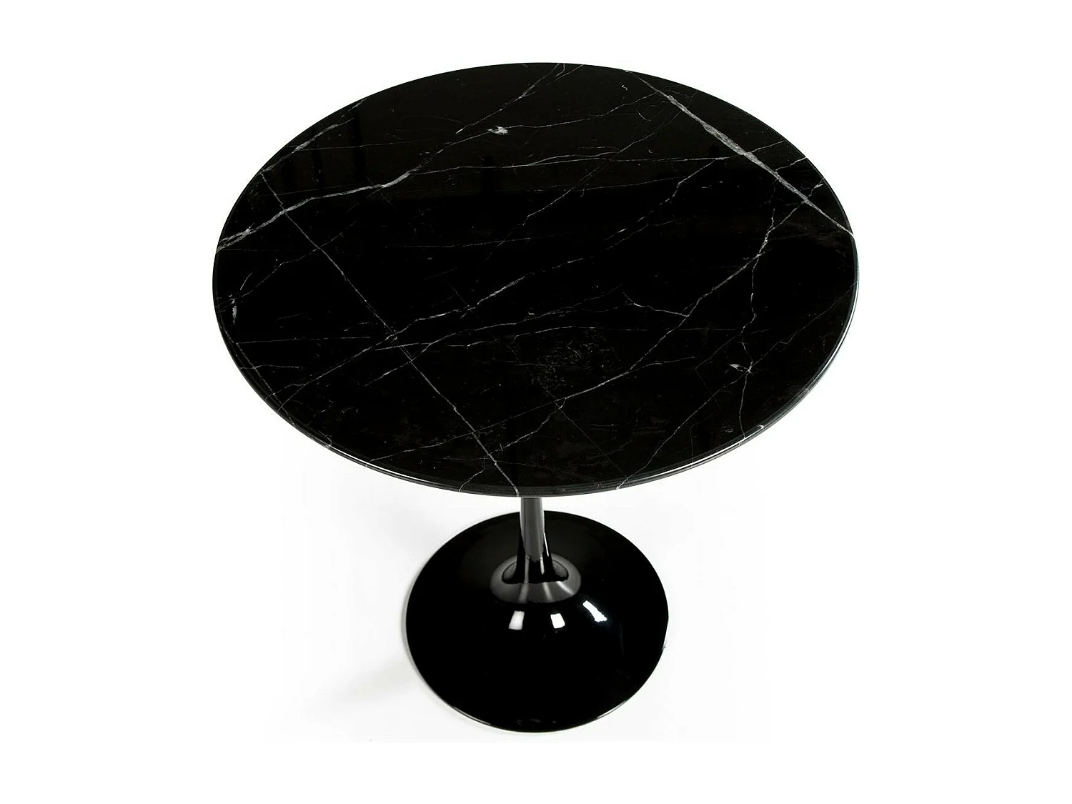 Table d'appoint ronde marbre et fibre de verre noir Ravies