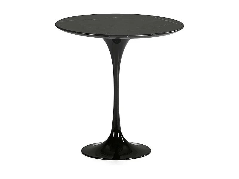 Table d'appoint ronde marbre et fibre de verre noir Ravies