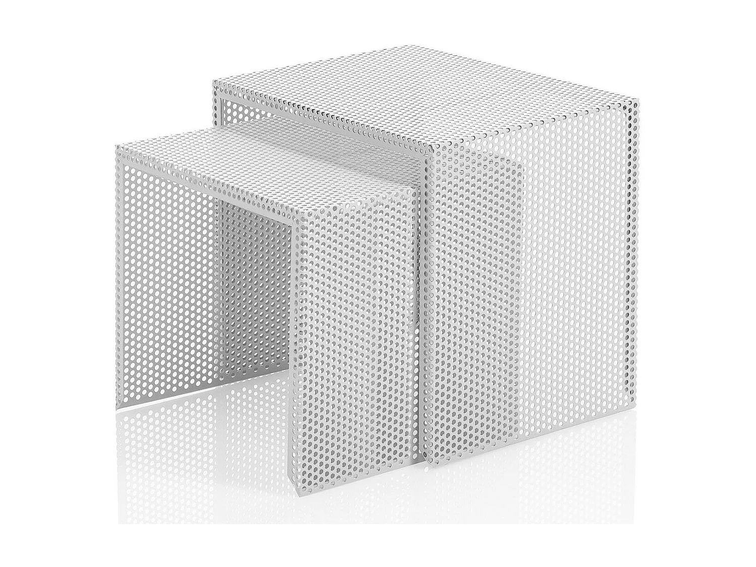 Table d'appoint gigogne métal blanc mat Sayo - Lot de 2