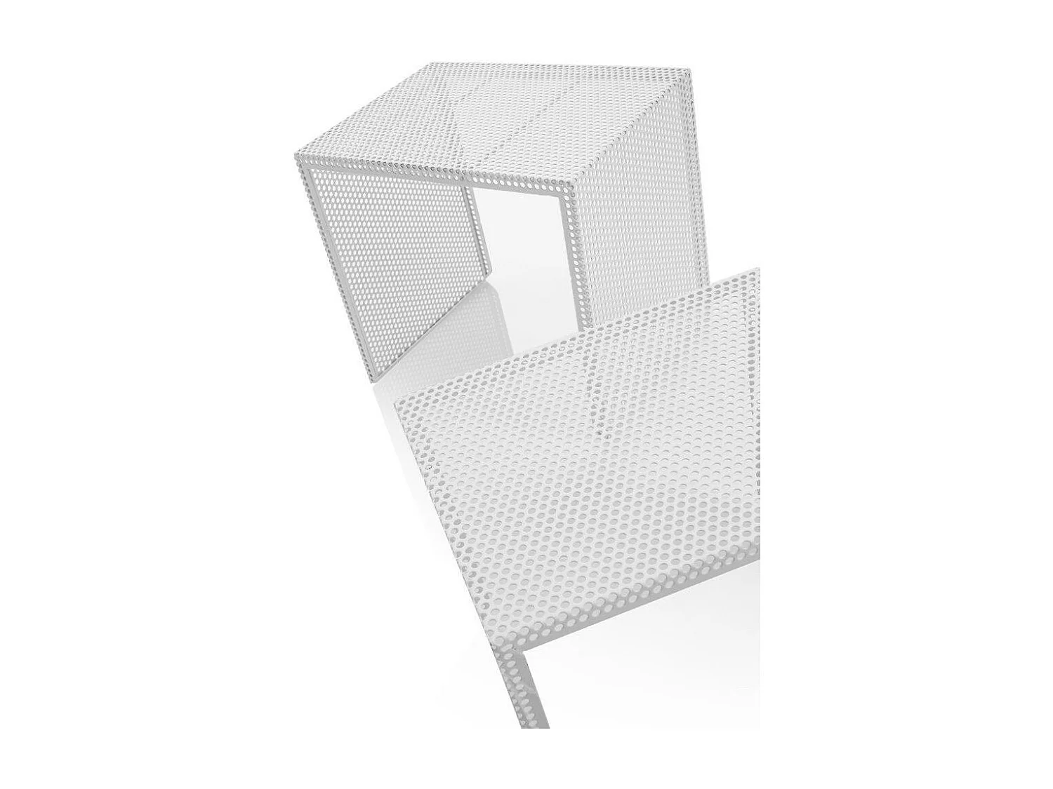 Table d'appoint gigogne métal blanc mat Sayo - Lot de 2