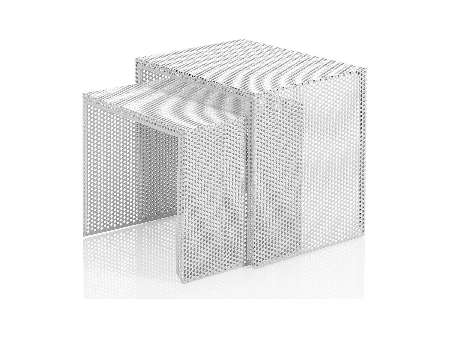 Table d'appoint gigogne métal blanc mat Sayo - Lot de 2