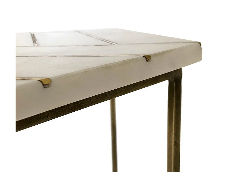 Table d'appoint marbre blanc et métal doré Gena