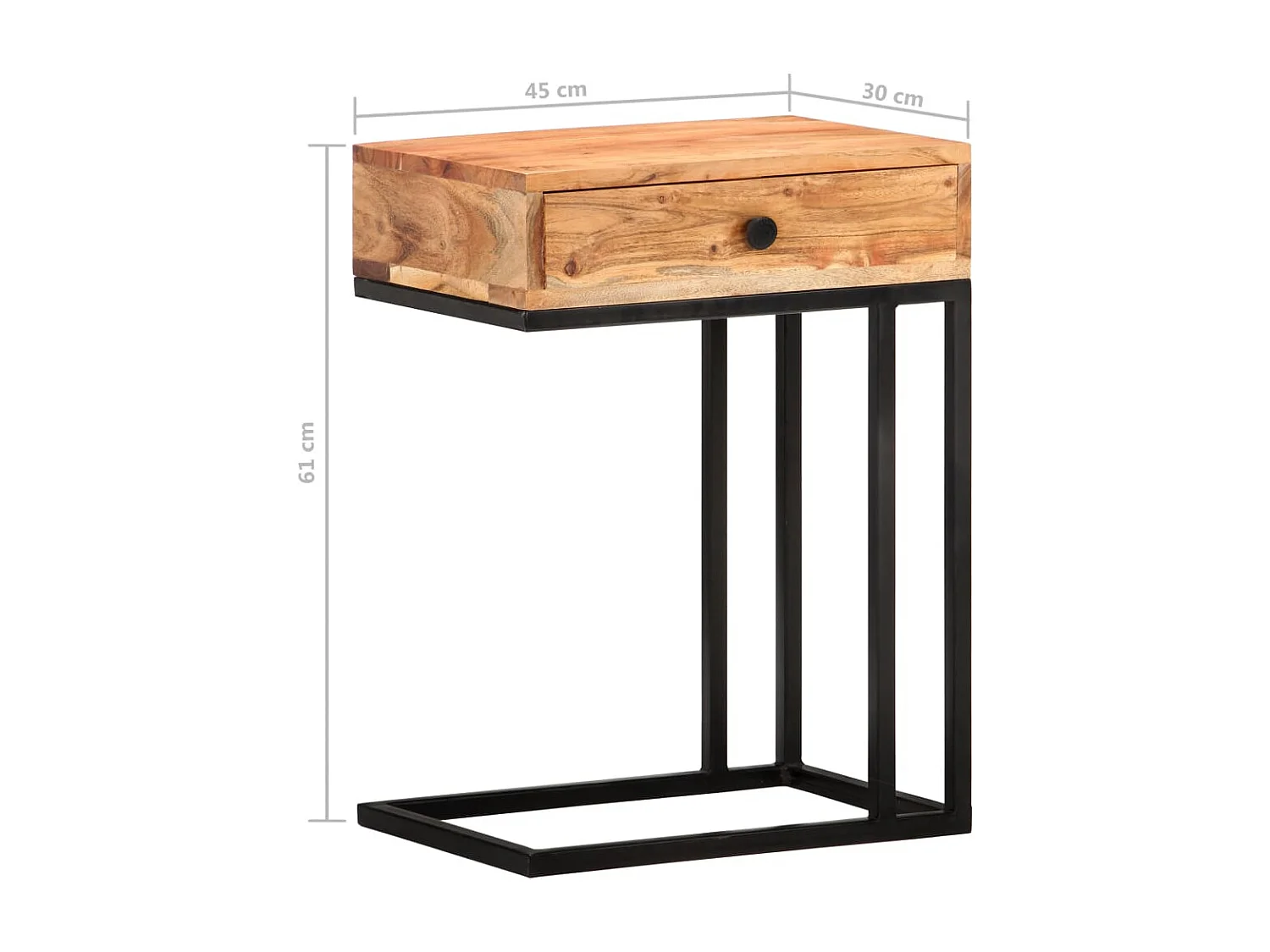 Table d'appoint en forme d'U 45x30x61 Bois d'acacia massif