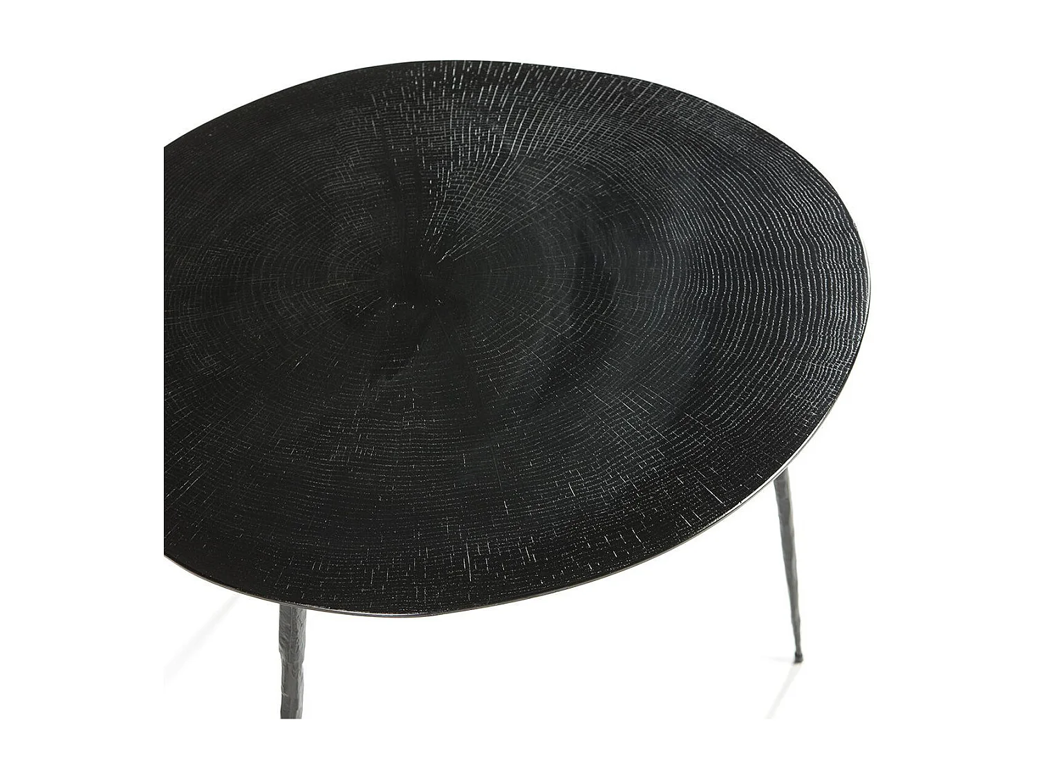 Mesa auxiliar redonda Keysha de madera y metal negro