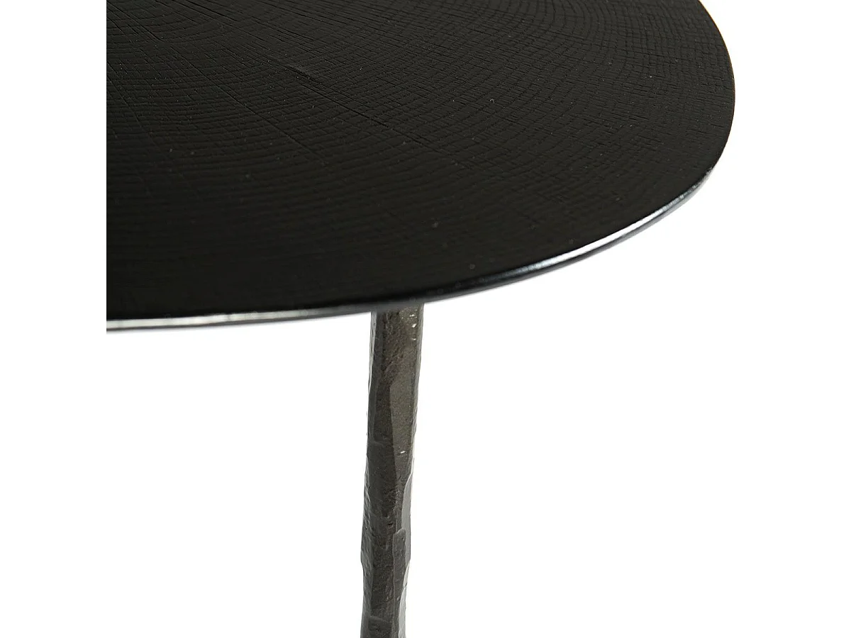 Table d'appoint ronde bois et métal noir Keysha