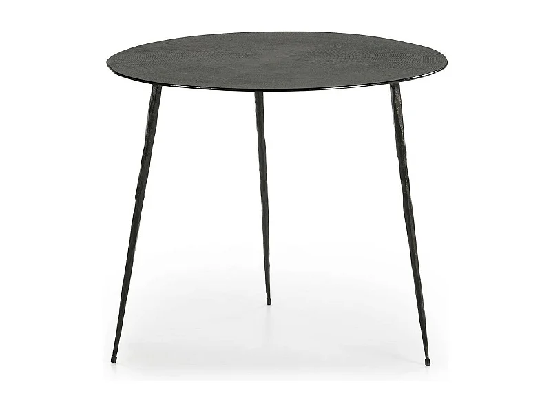 Table d'appoint ronde bois et métal noir Keysha