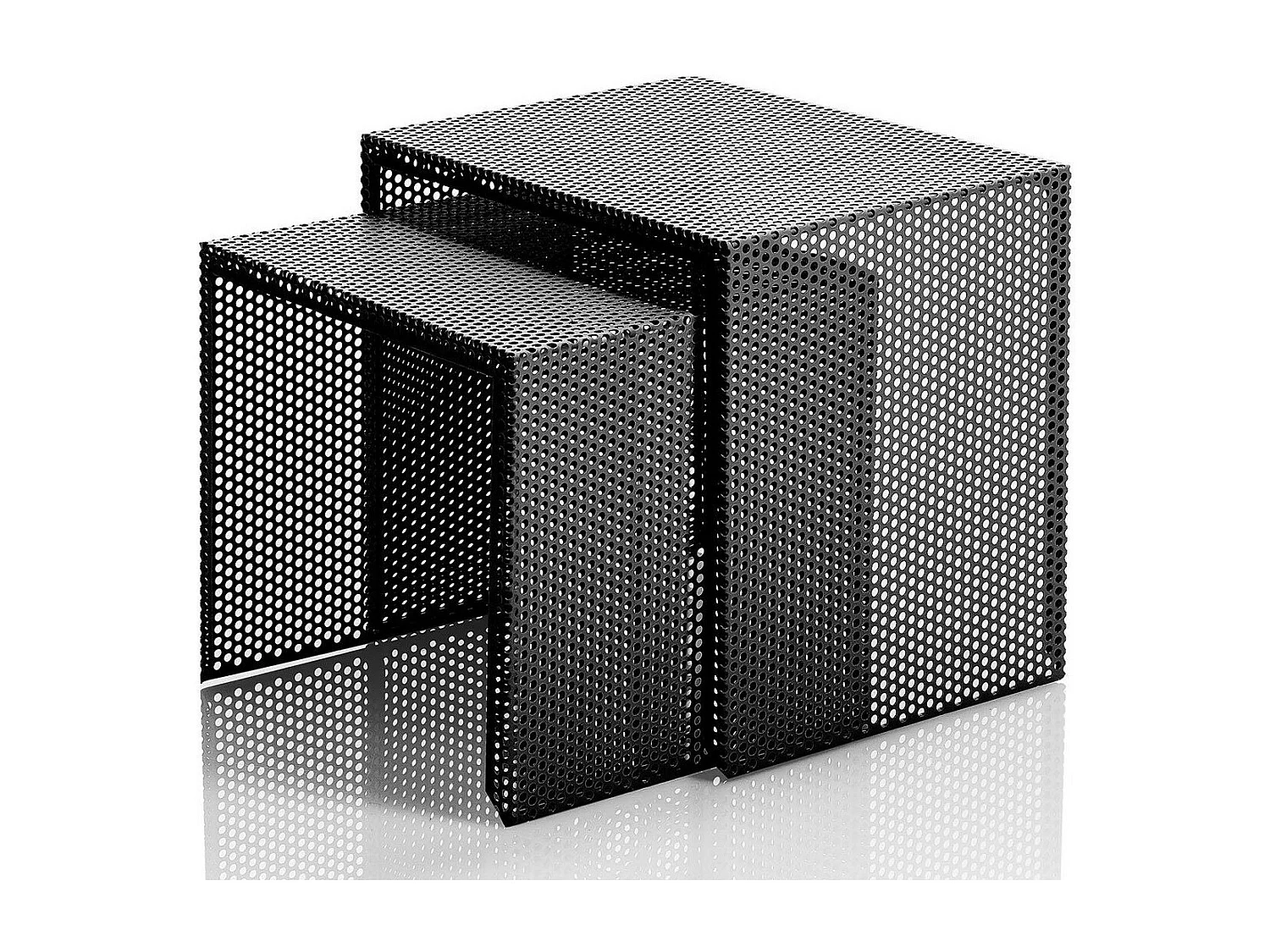 Table d'appoint gigogne métal noir mat Sayo - Lot de 2