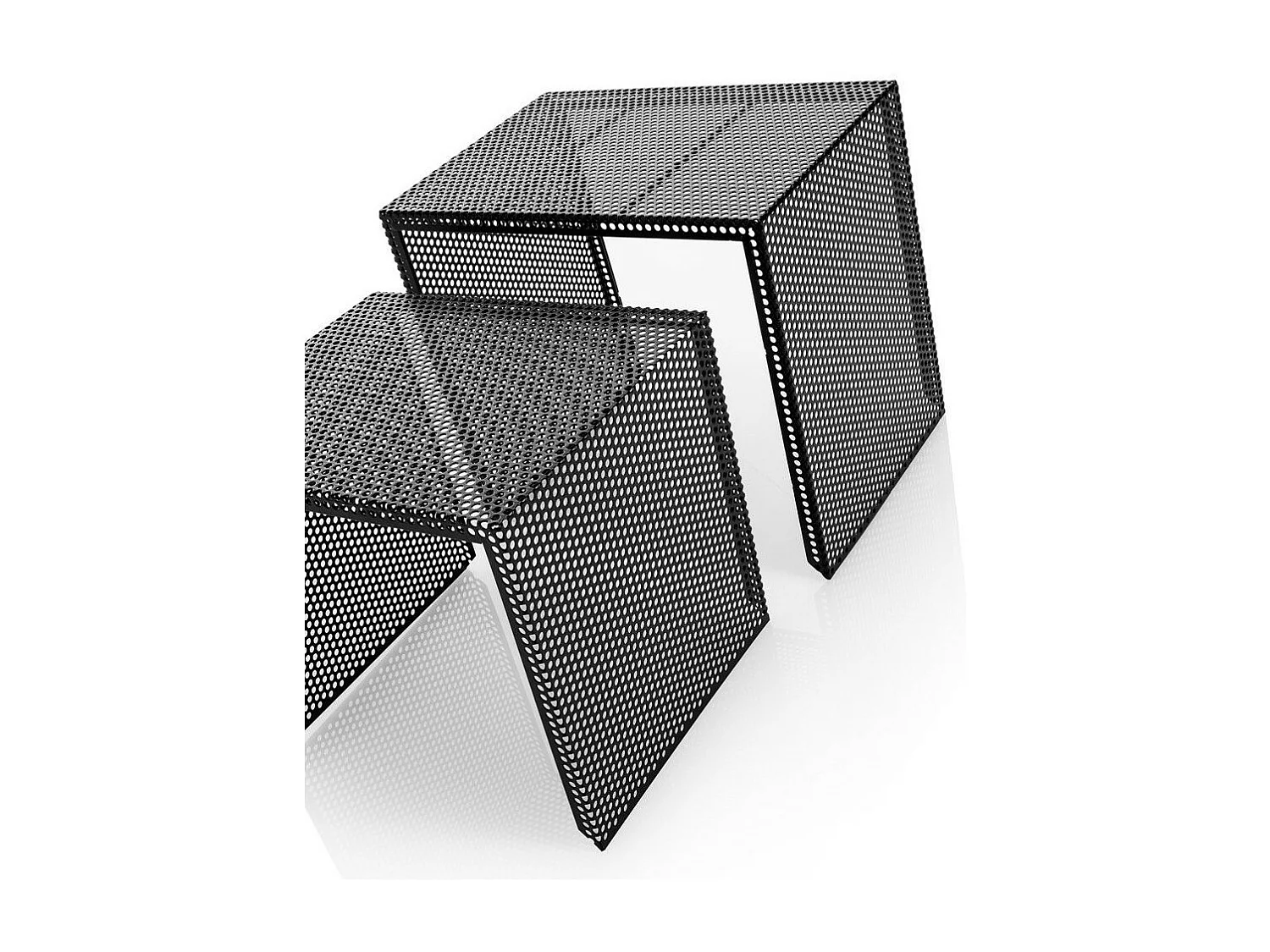 Table d'appoint gigogne métal noir mat Sayo - Lot de 2