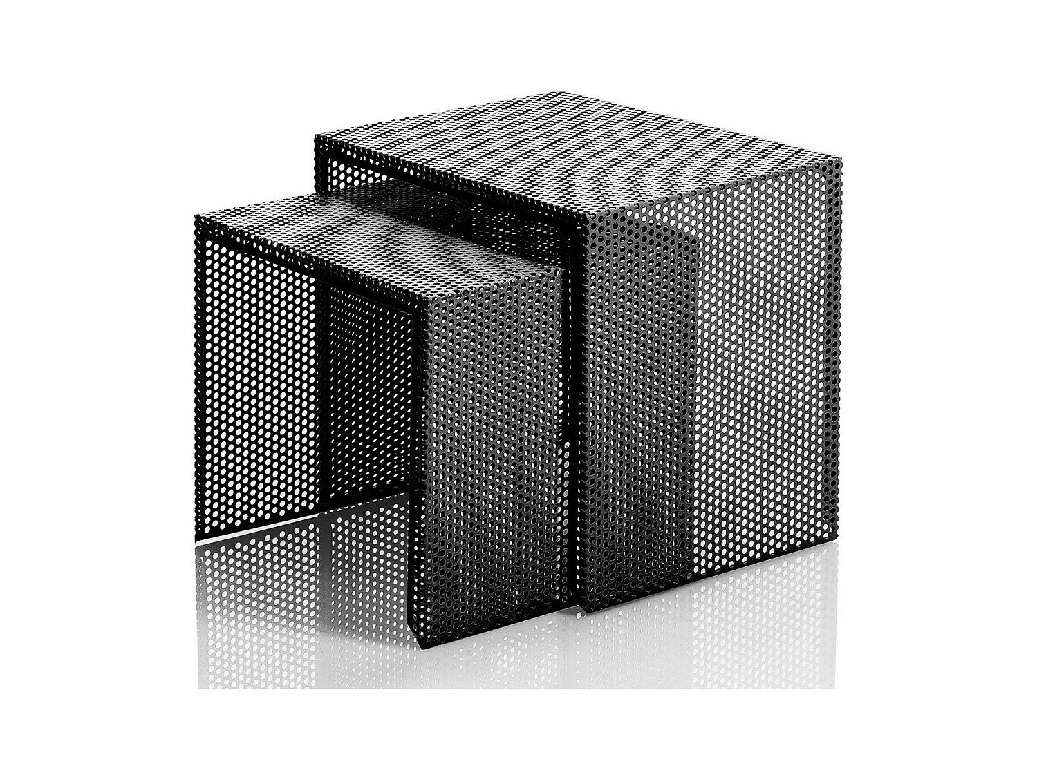 Table d'appoint gigogne métal noir mat Sayo - Lot de 2