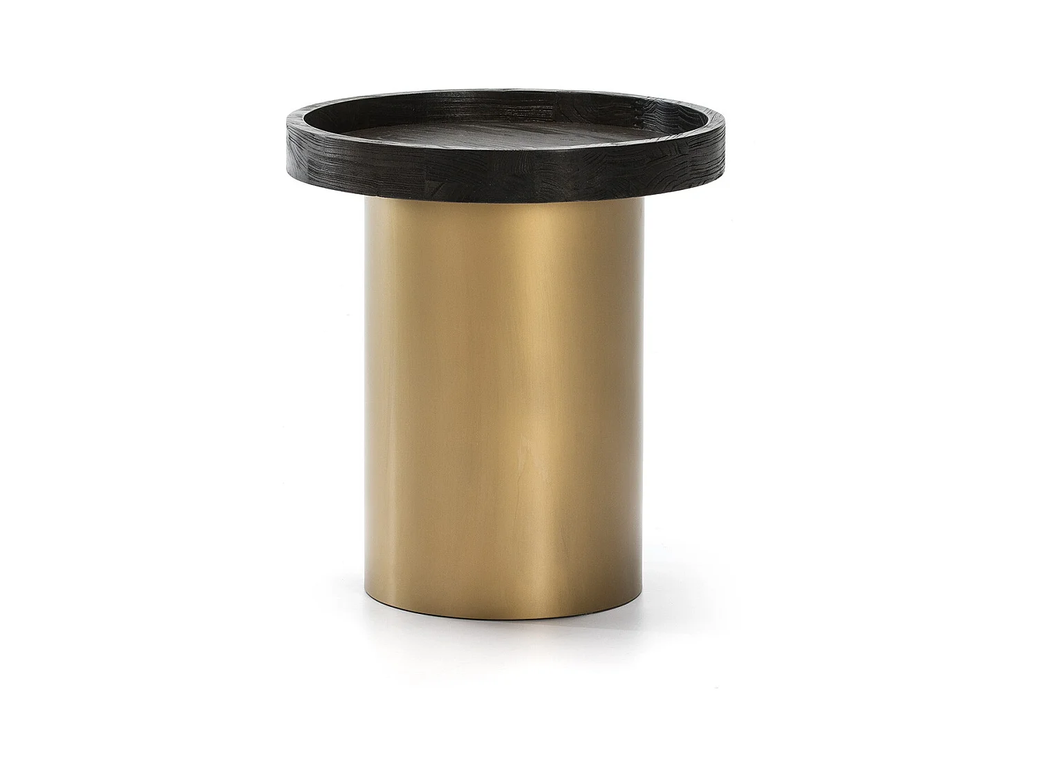 Table d'appoint ronde bois foncé et métal doré Kairi D 50cm
