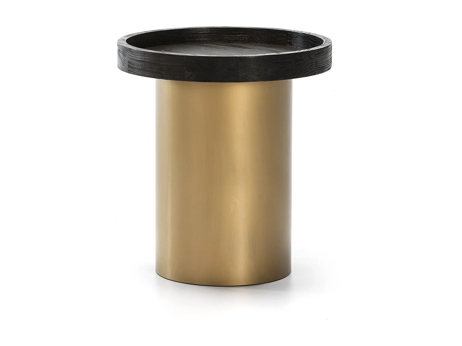 Kairi ronde bijzettafel van donker hout en goudkleurig metaal D 50 cm
