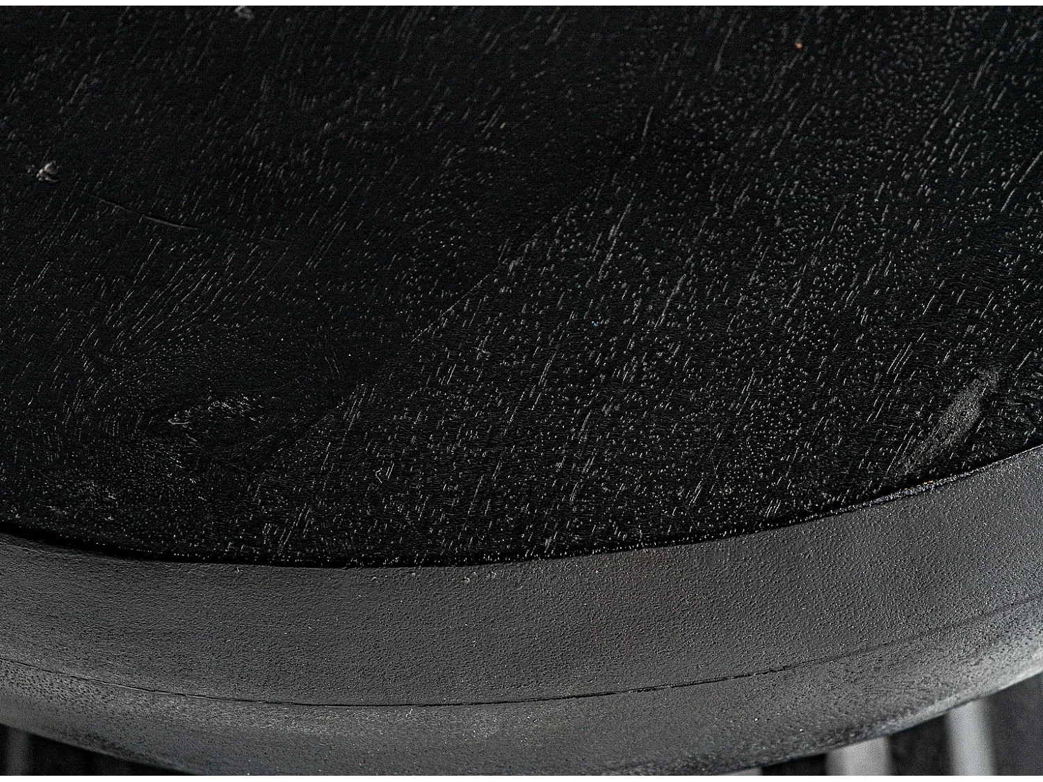 Mesa auxiliar redonda Lial de mango macizo negro D 38 cm