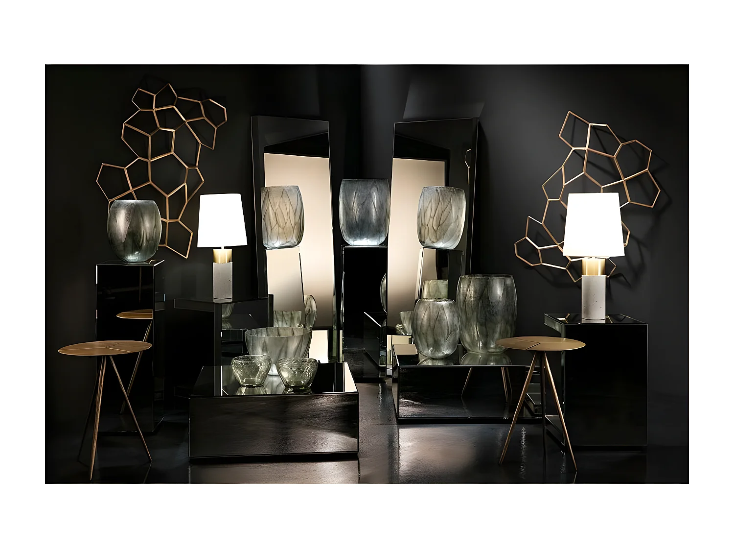 Table d'appoint ronde métal doré Trios