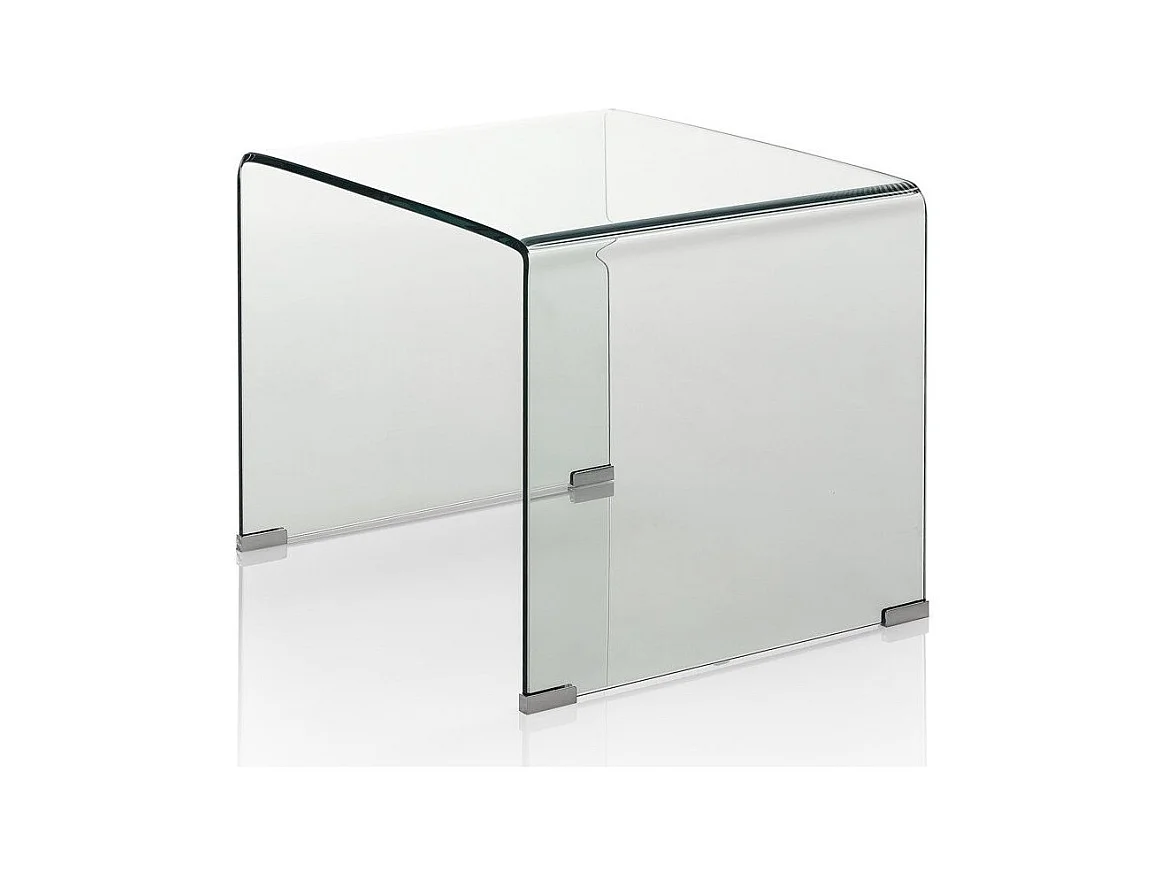 Table d'appoint rectangulaire verre transparent Lessi