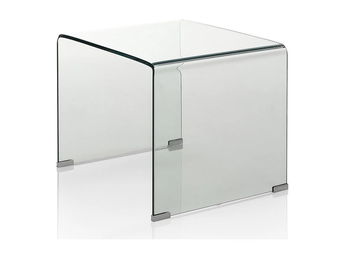 Table d'appoint rectangulaire verre transparent Lessi