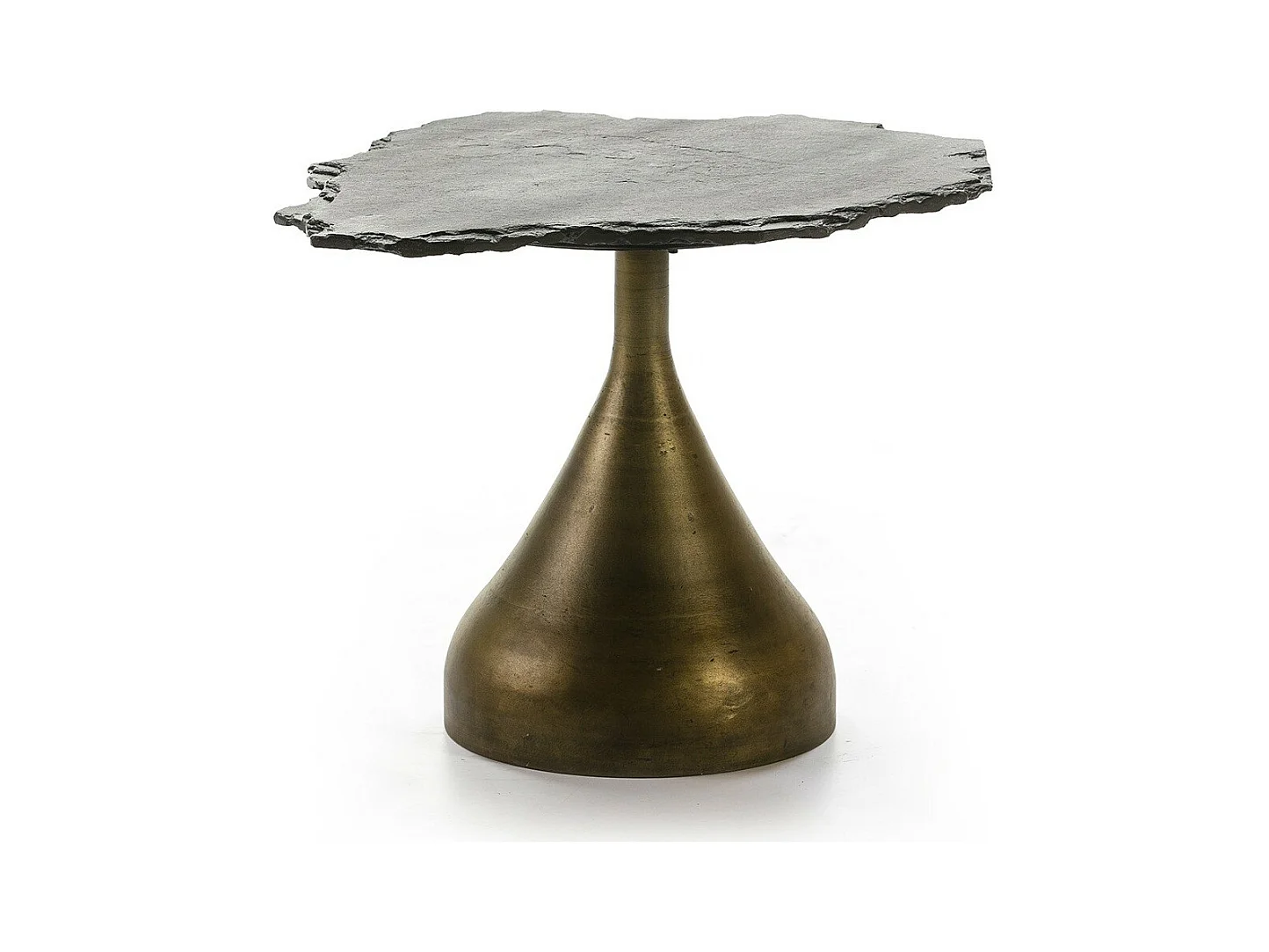 Table d'appoint pierre noir et métal doré Gina