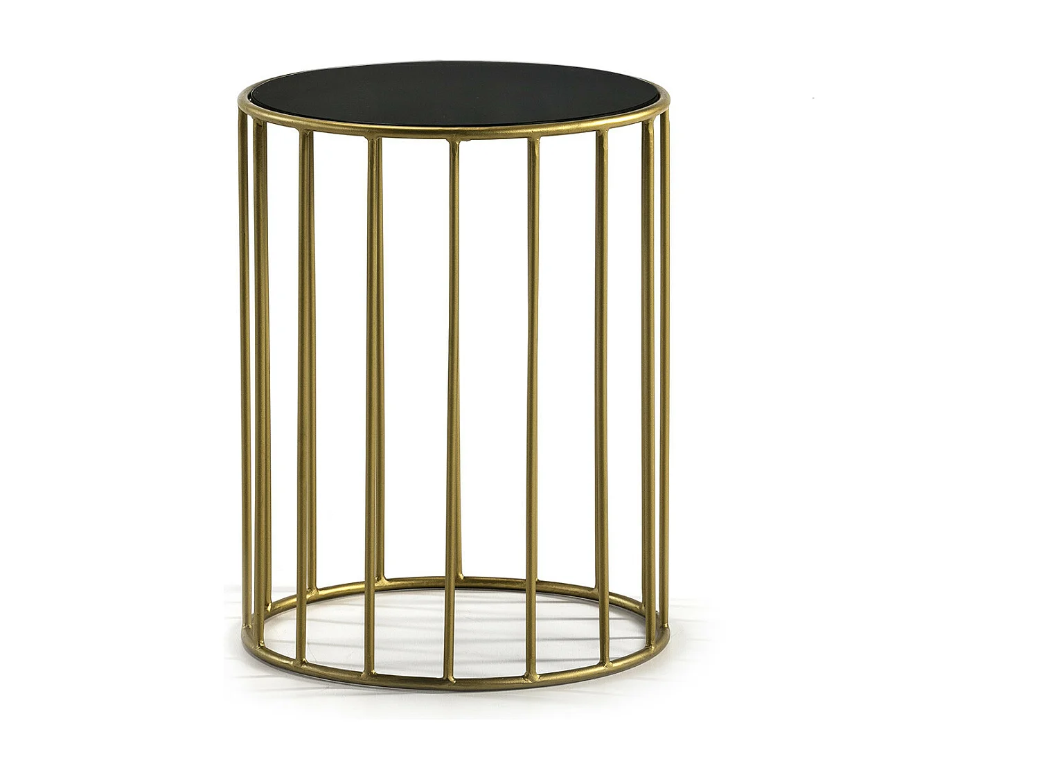 Table d'appoint ronde miroir noir et métal doré Zen