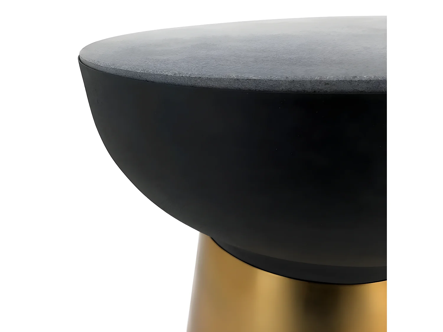 Table d'appoint ronde granit noir et métal doré Alex
