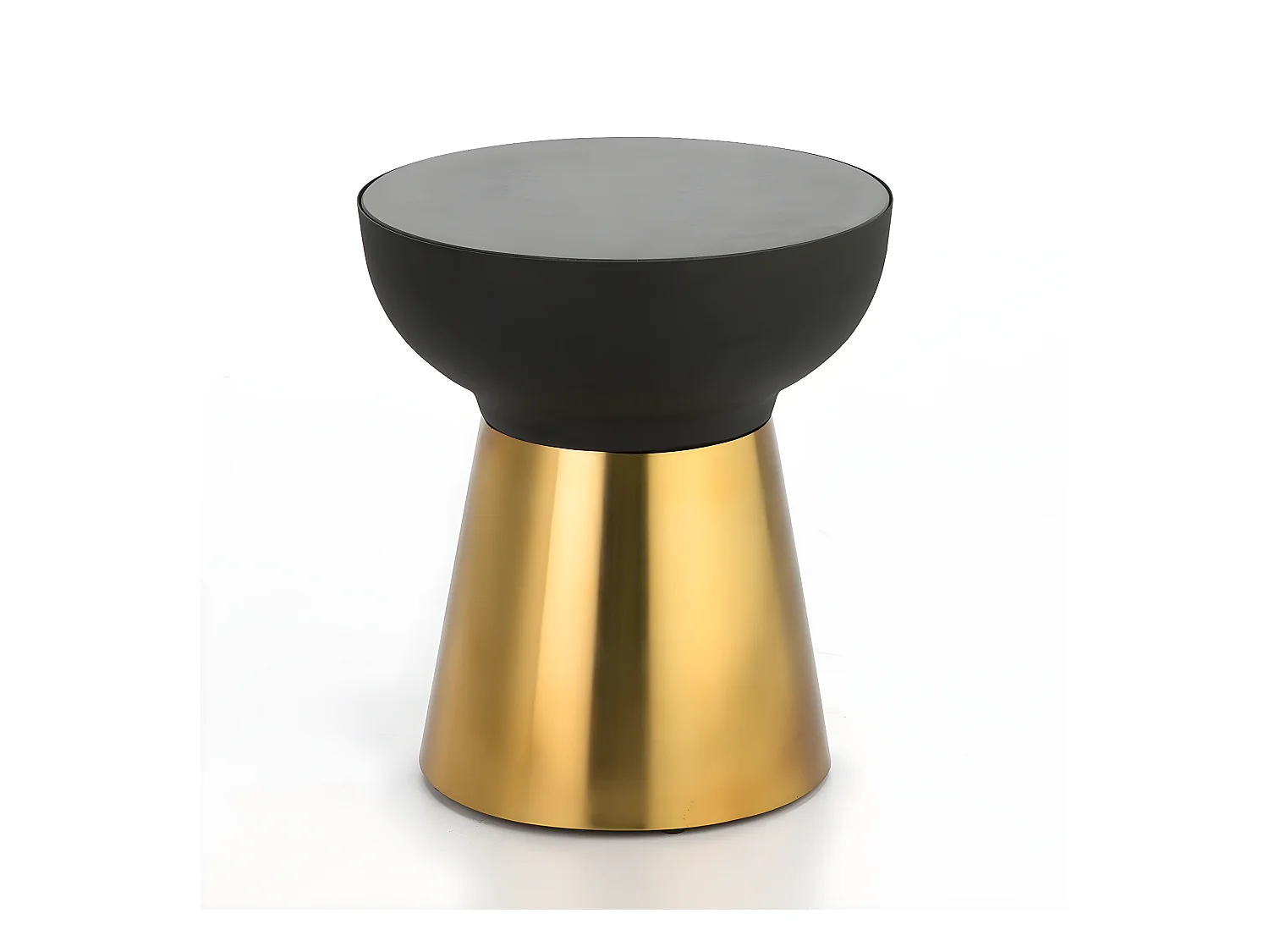 Table d'appoint ronde granit noir et métal doré Alex