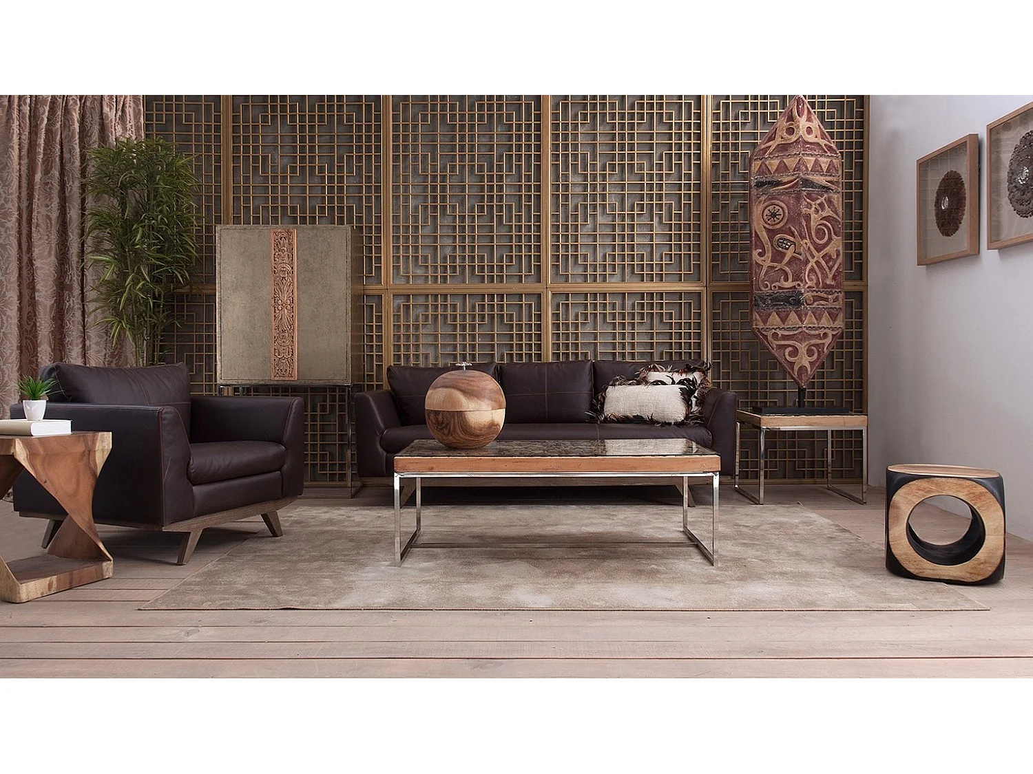 Table d'appoint ethnique acacia massif clair Mathia