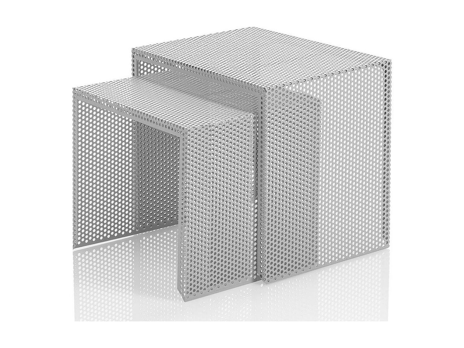 Sayo matgrijze metalen bijzettafel - Set van 2