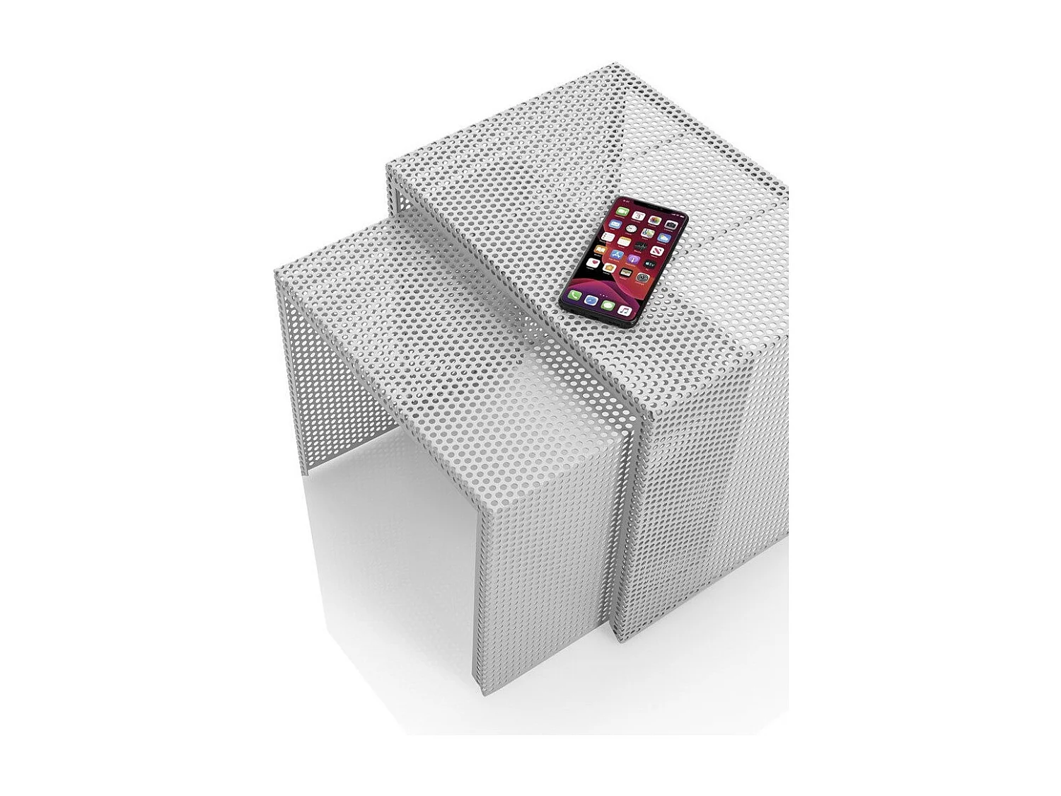 Table d'appoint gigogne métal gris mat Sayo - Lot de 2