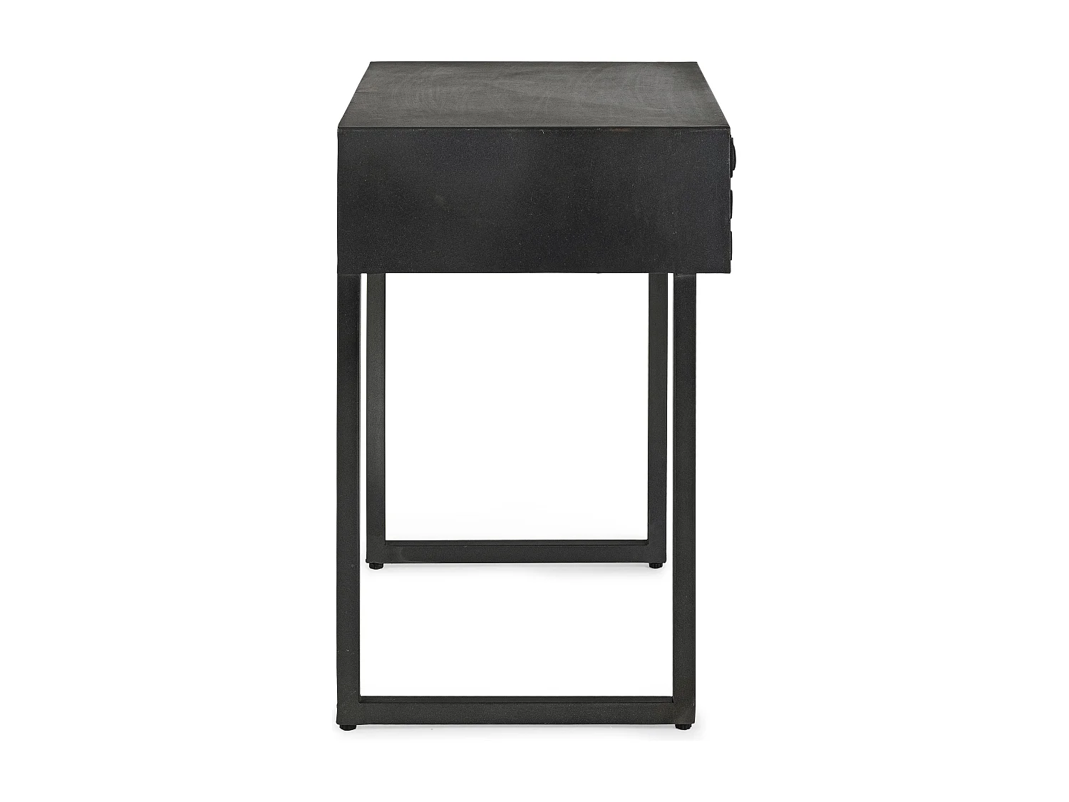 Table d'appoint 1 tiroir acier et bois de manguier noir Dody 50cm