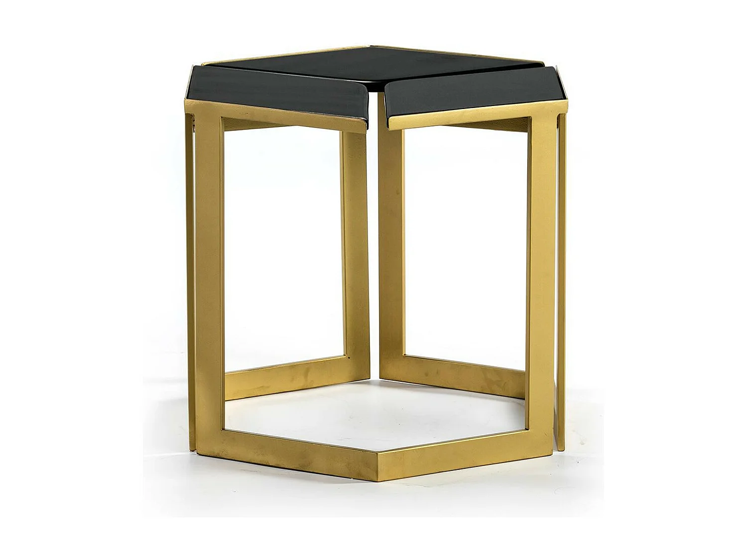 Table d'appoint granit noir et métal doré Main