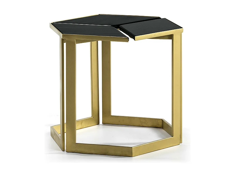 Table d'appoint granit noir et métal doré Main