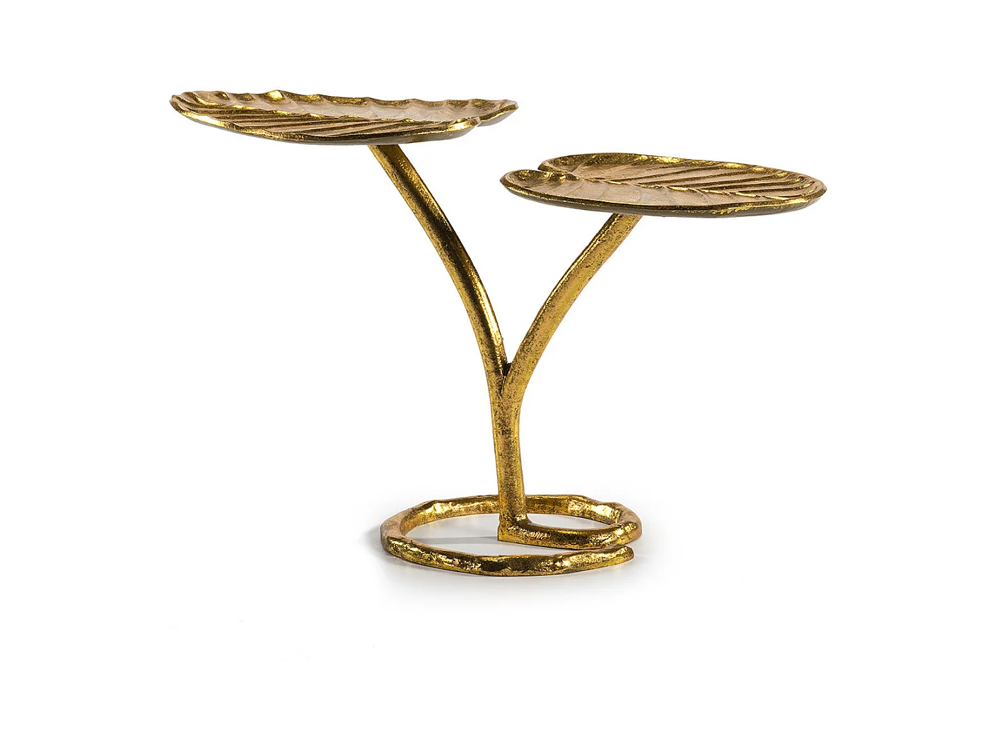 Table d'appoint 2 plateaux métal doré Pass