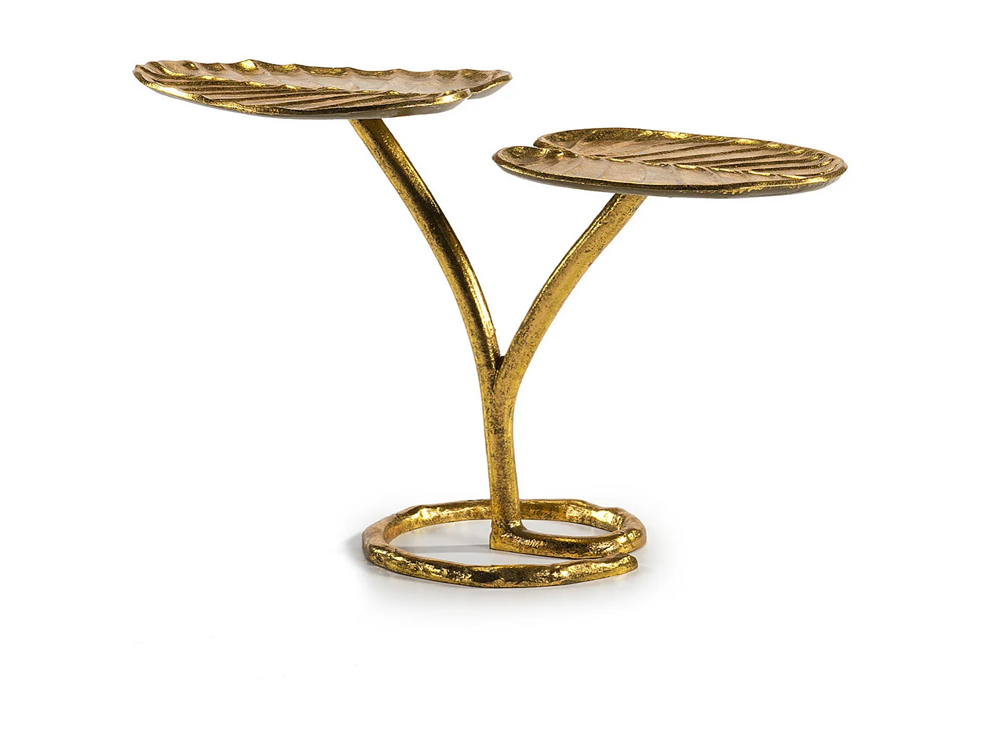 Table d'appoint 2 plateaux métal doré Pass